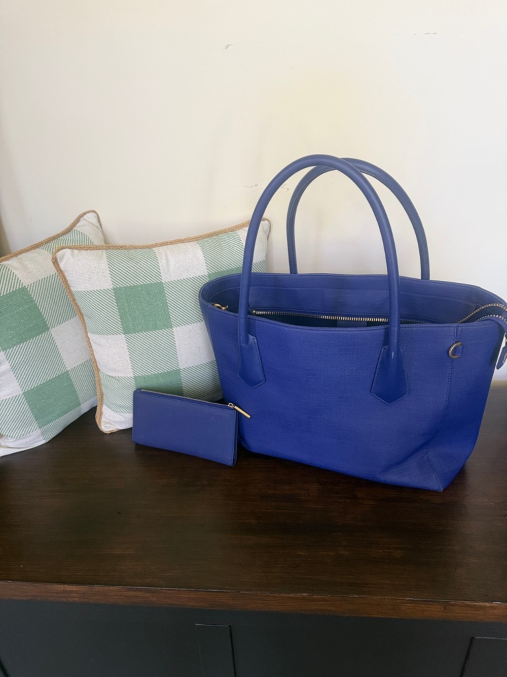 Dagne Dover The 15-inch Tote with matching wallet-Dagne Blue